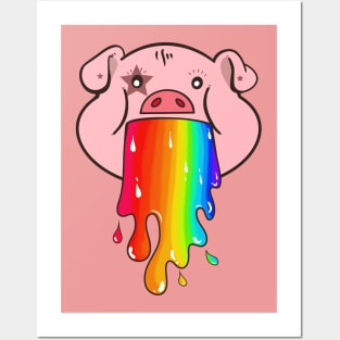 Pig vomiting a rainbow Posters and Art